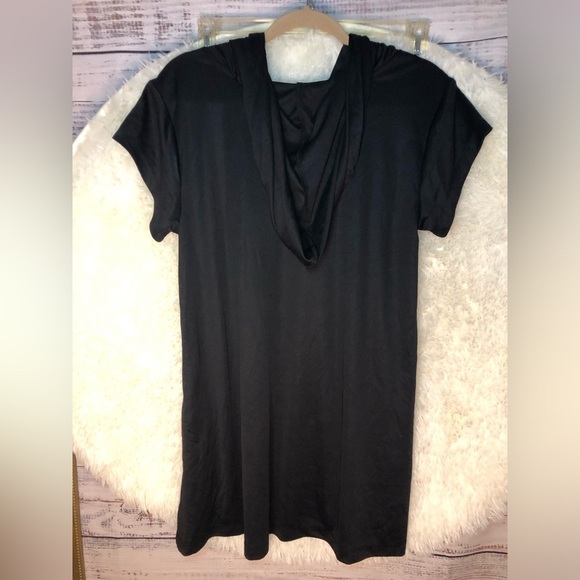 VENUS Black Short Sleeve Hooded Mini Dress size L - Picture 9 of 10